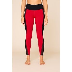 SHEIN Red & Black Mesh Colorblock Workout Leggings | Size M